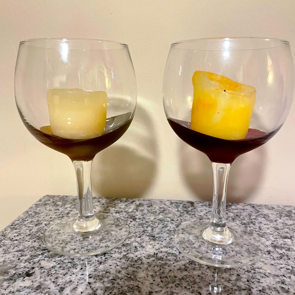 Candle Holders Red and White Wine Glass Home Decor